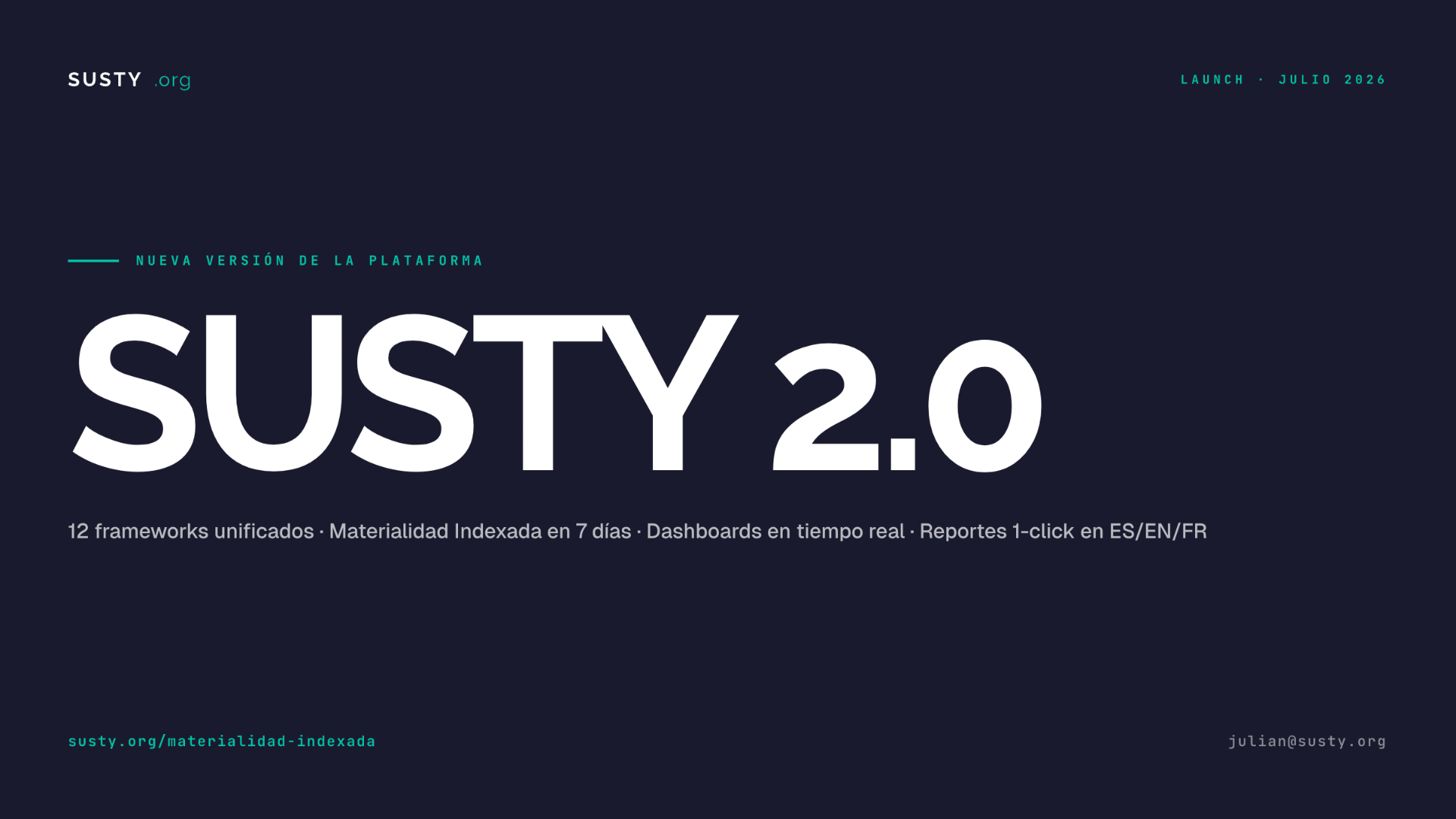 SUSTY 2.0: la plataforma ESG que hace de la sostenibilidad un proceso operacional, no un proyecto anual