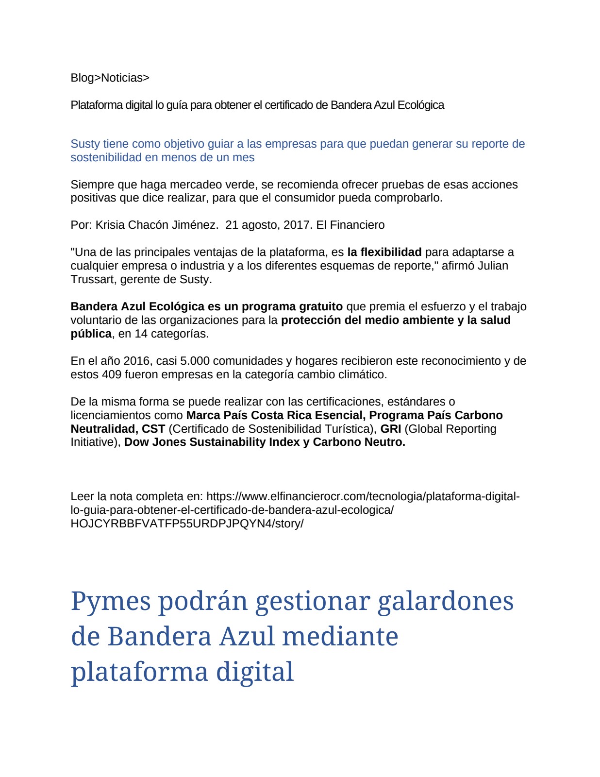 Bandera Azul Ecológica Cambio Climático: requisitos y parámetros (guía 2026)